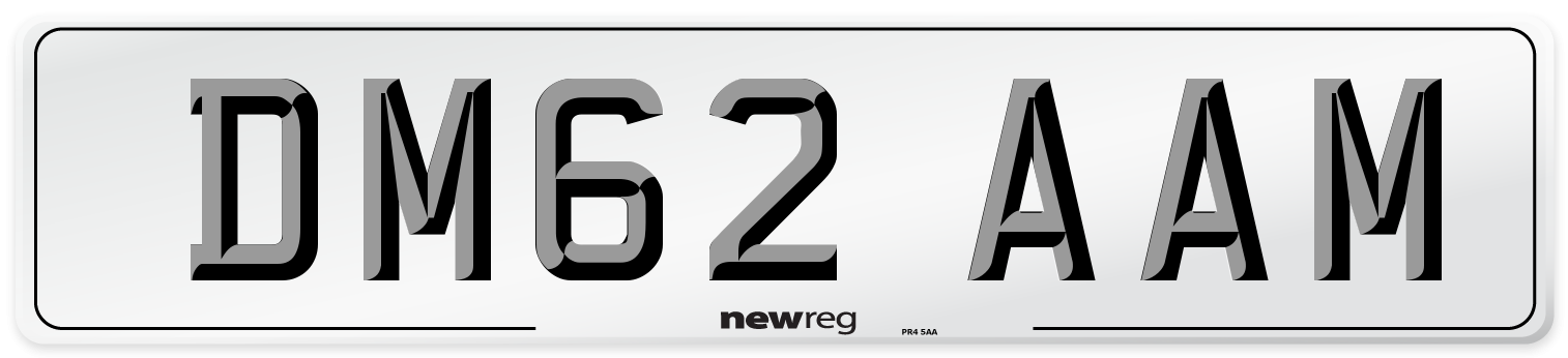 DM62 AAM Number Plate from New Reg